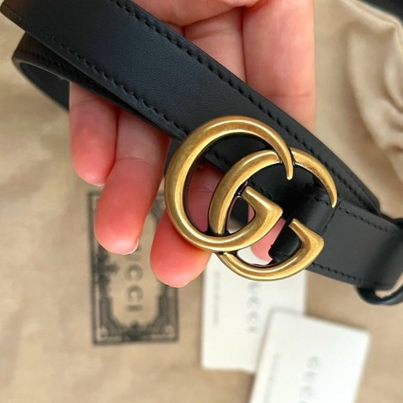 GUCCI LEATHER BELT WITH DOUBLE G BUCKLE - Picture 2 of 7